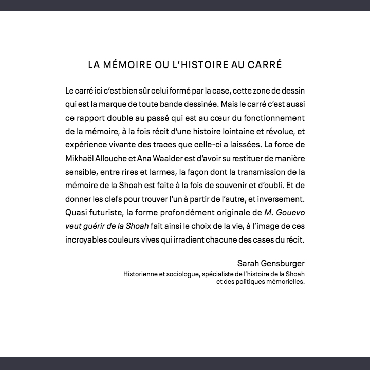 M. Gouevo veut guérir de la Shoah, Mikhaël Allouche & Ana Waalder aux Éditions du Seuil