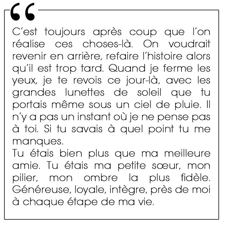 Une relation toxique. Une emprise qui consume. Une amitié qui peine à résister. Jusqu’au drame. Inséparables depuis douze ans, Alix et Élodie voient leur relation basculer lors d’une soirée arrosée. Sous le charme magnétique de Déborah, Alix succombe à un coup de foudre qui bouleverse sa vie. Par amour pour cette femme, elle quitte tout. Vraiment tout. Y compris son compagnon. Le piège, peu à peu, se referme. Famille, amis assistent impuissants à son isolement.
Plus d’un an après leur dernier échange, Élodie reçoit un appel inattendu qui fait resurgir le passé. Qu’est-il réellement arrivé ? Quels sombres secrets ont conduit Alix à sa perte ? Une quête de vérité s’engage, affectant Élodie à jamais.