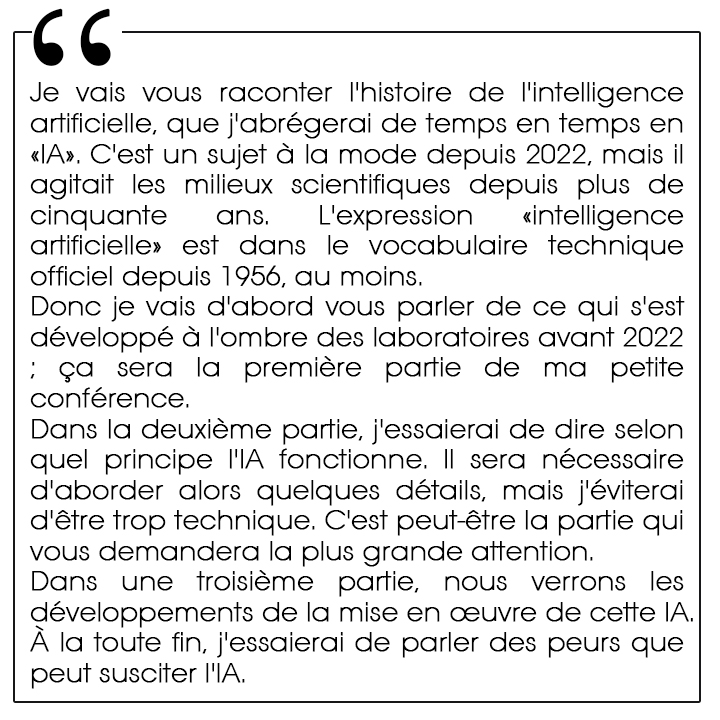 Une brève histoire de l'IA, Daniel de Roulet aux Éditions Bayard - Collection Les petites conférences